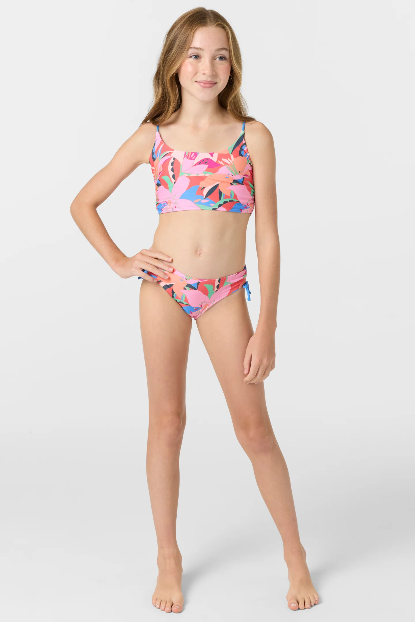 Girl's Cabana Floral Ruched Bralette Top Set - Image 3