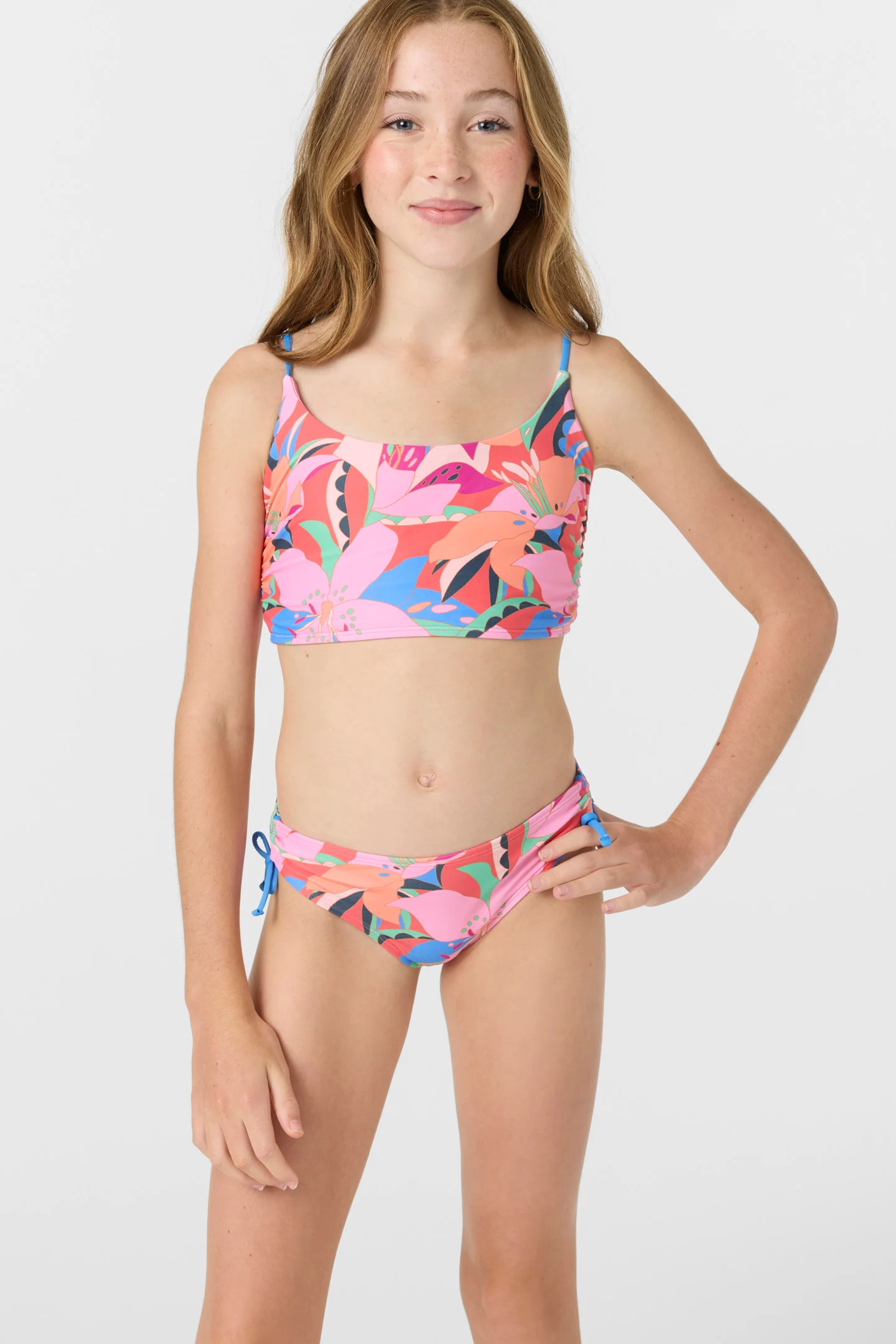 Girl's Cabana Floral Ruched Bralette Top Set - Image 5