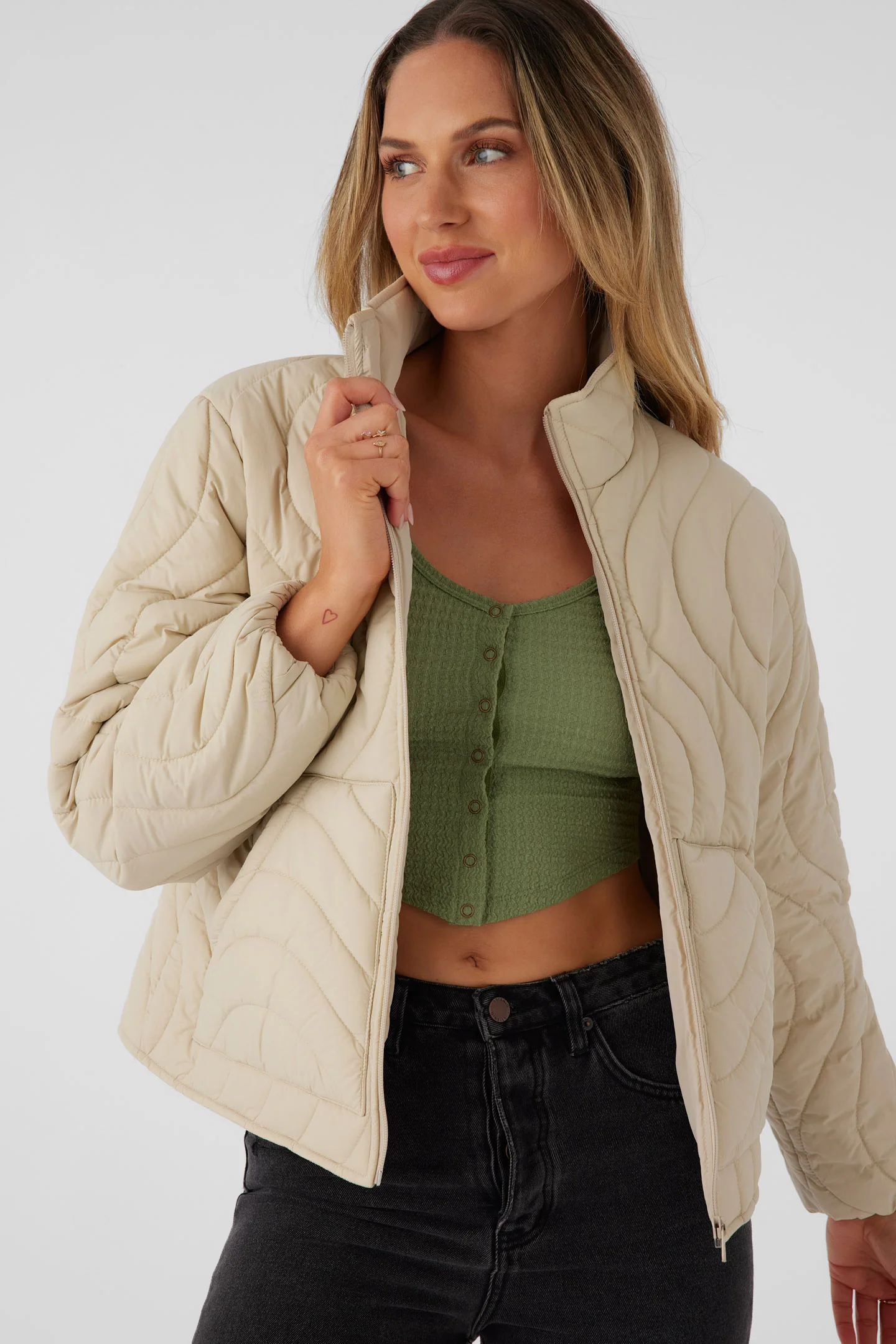 Eden Nylon Wave Quilted Zip Jacket - Image 7