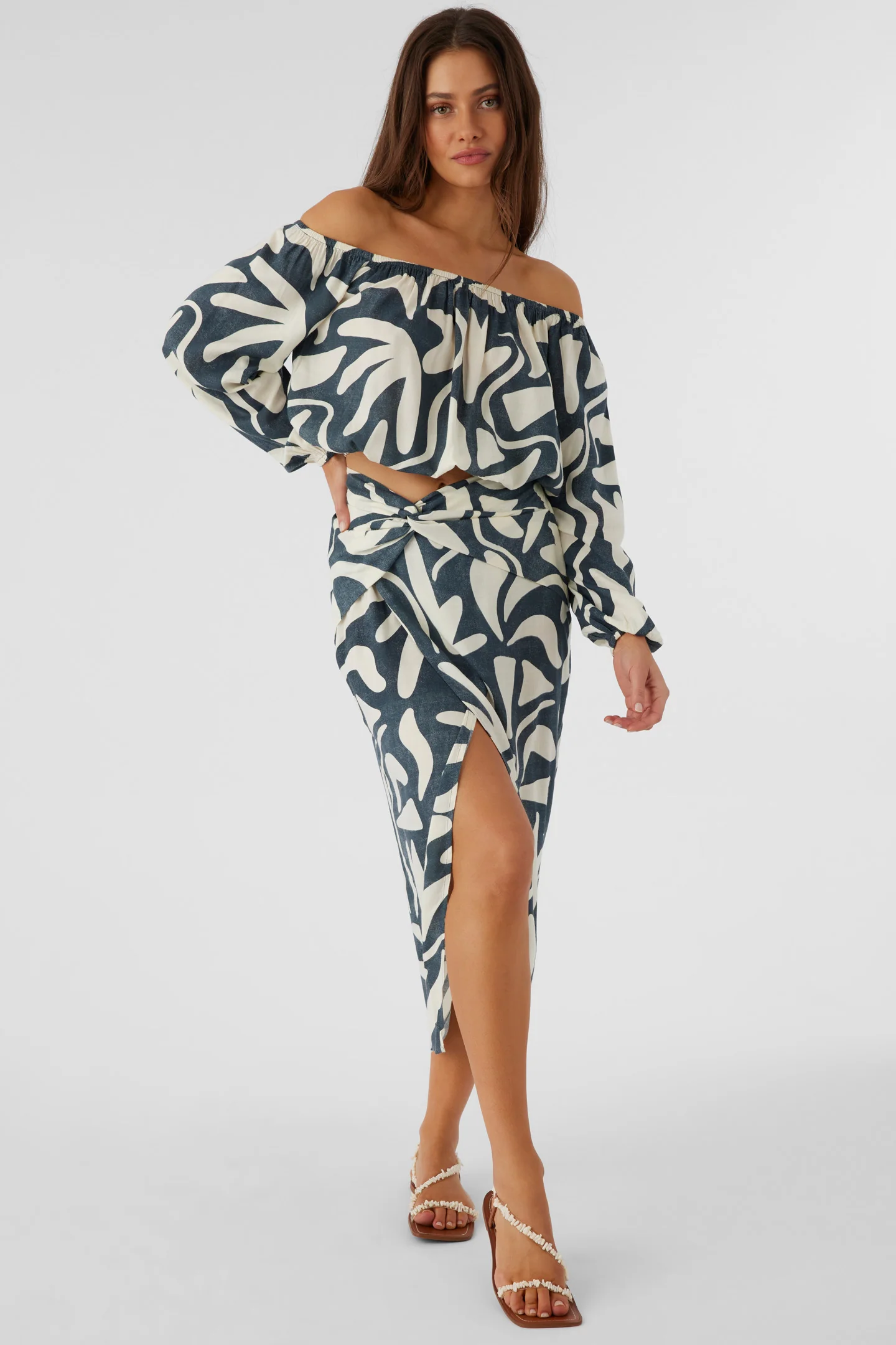 Gretchen Beach Hut Geo Knot Wrap Midi Skirt - Image 10