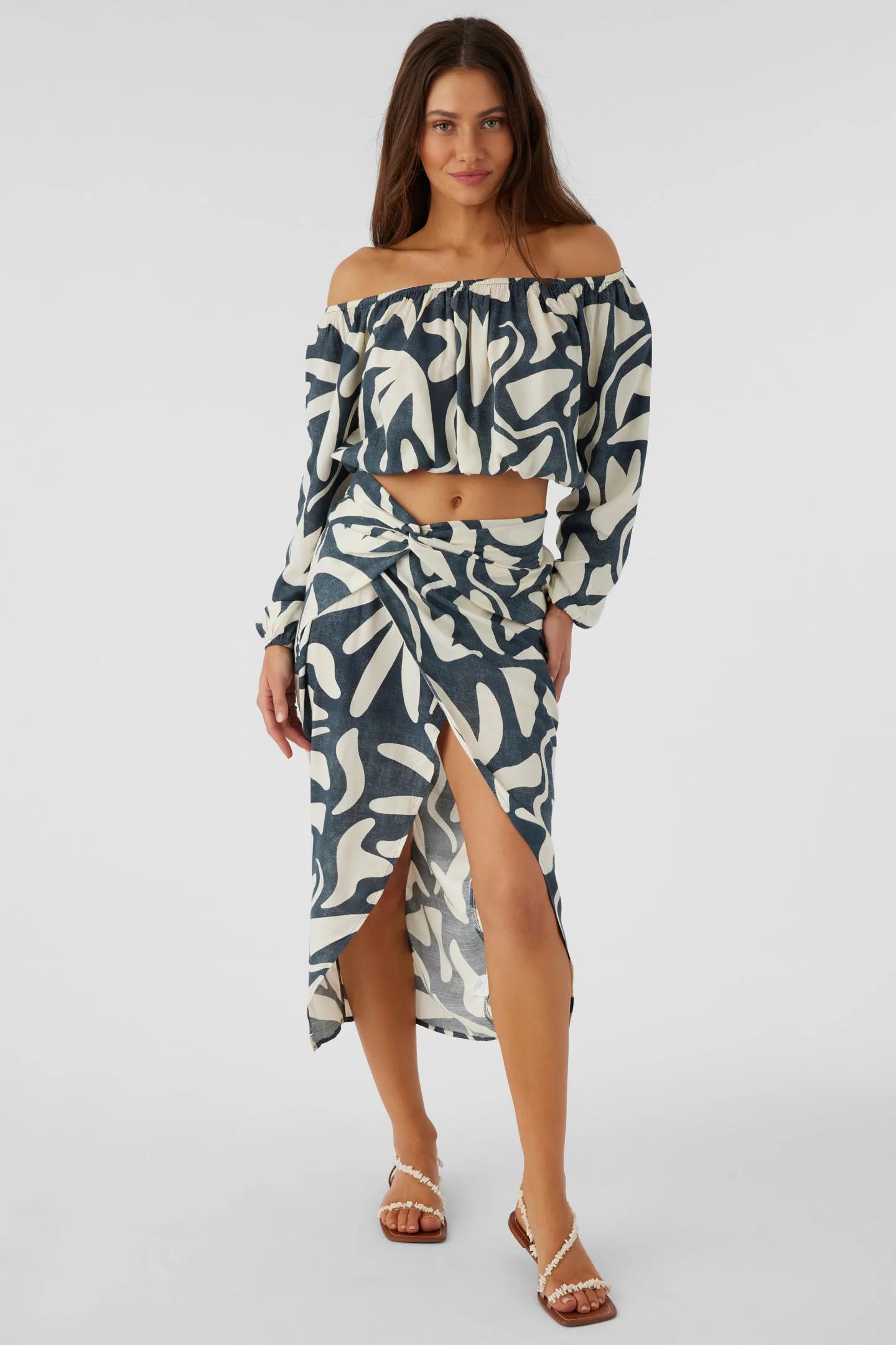 Gretchen Beach Hut Geo Knot Wrap Midi Skirt - Image 2
