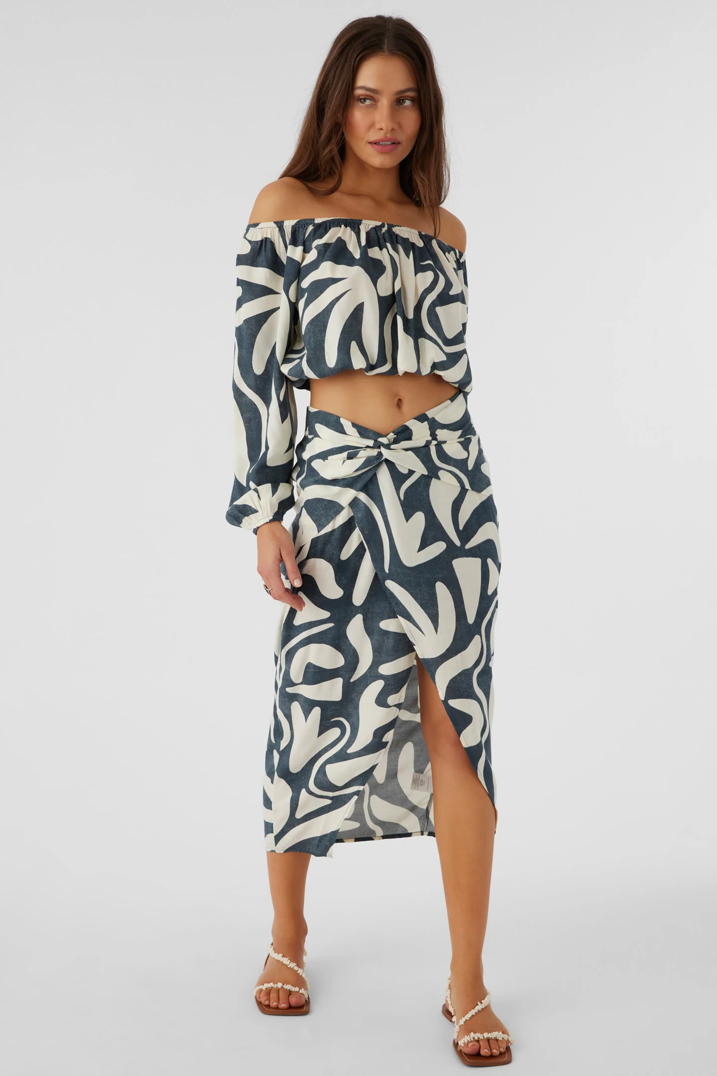 Gretchen Beach Hut Geo Knot Wrap Midi Skirt - Image 8