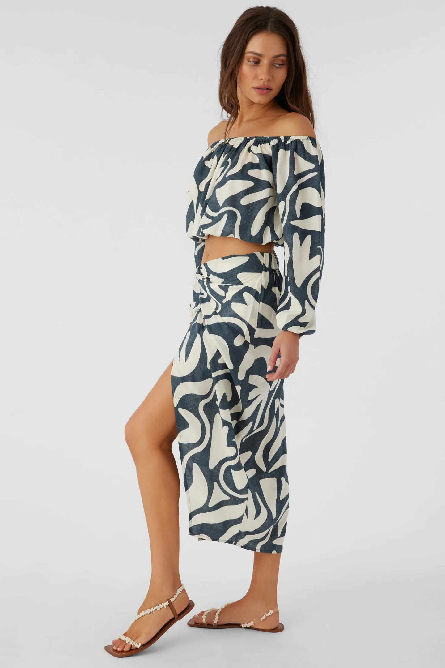 Gretchen Beach Hut Geo Knot Wrap Midi Skirt - Image 9