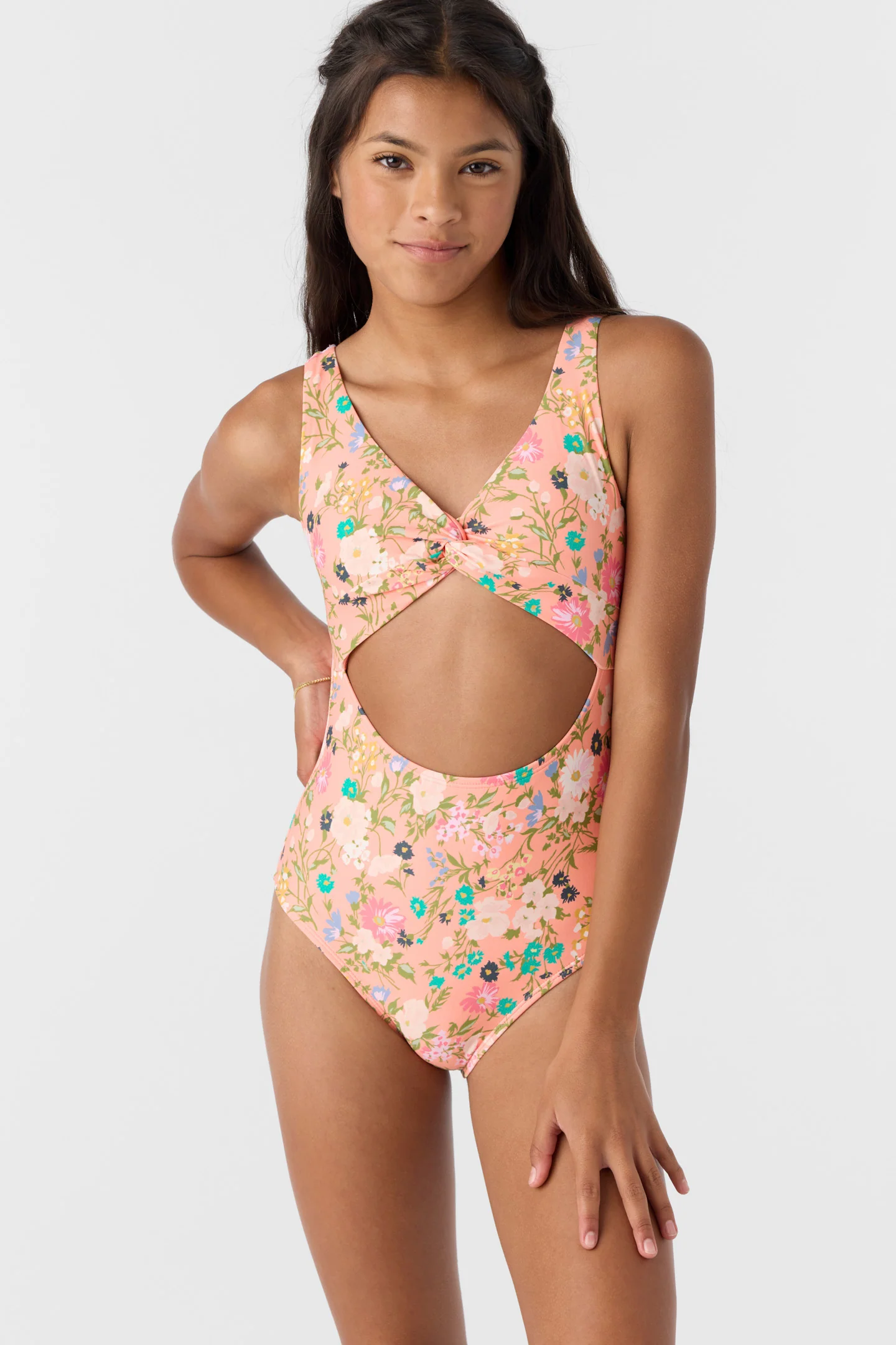 Girl's Kelly Floral Twisted One-Piece - Image 7