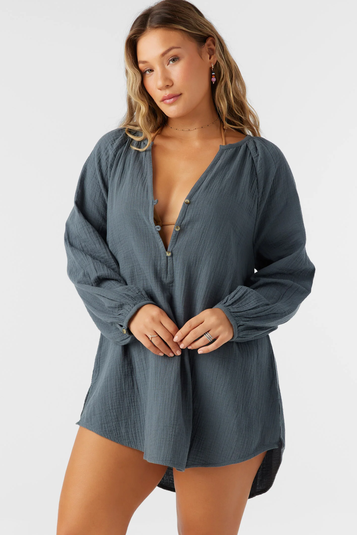 Krysten Crinkle Double Gauze Tunic Swim Cover-Up