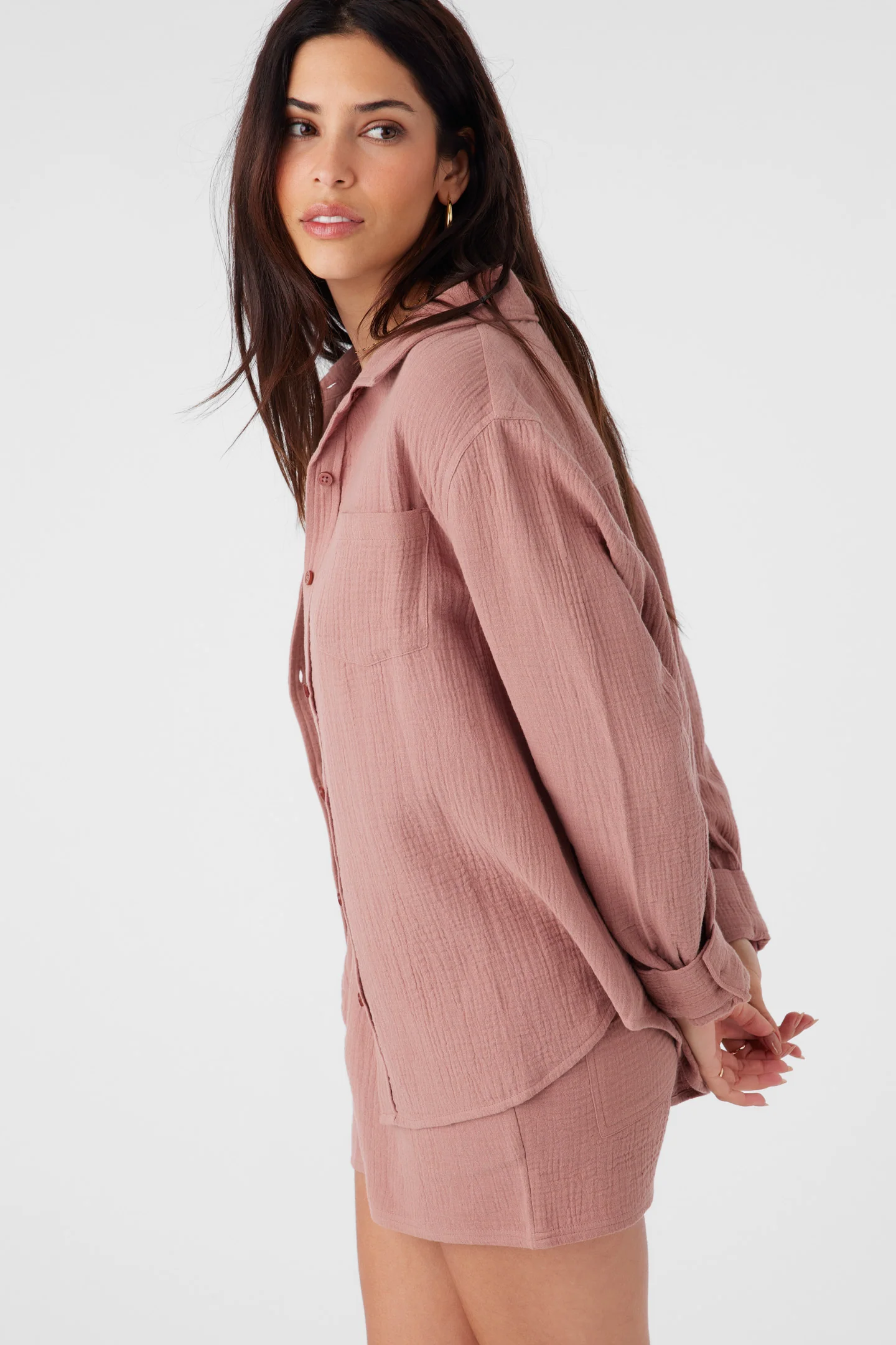 Leni Crinkle Double Gauze Button Down Shirt - Image 7