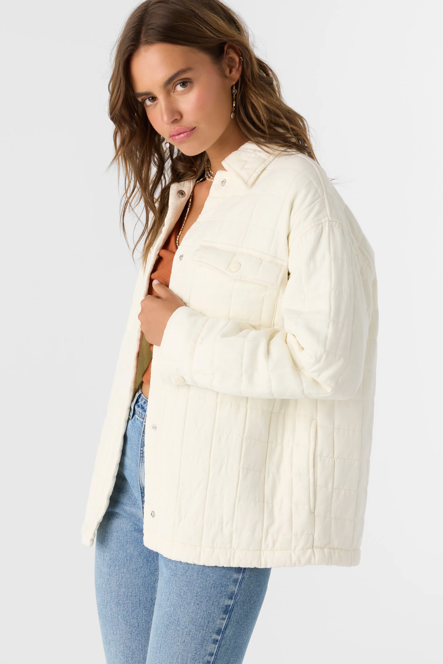Rya Quilted Oversized Fit Snap Front Jacket - Image 4