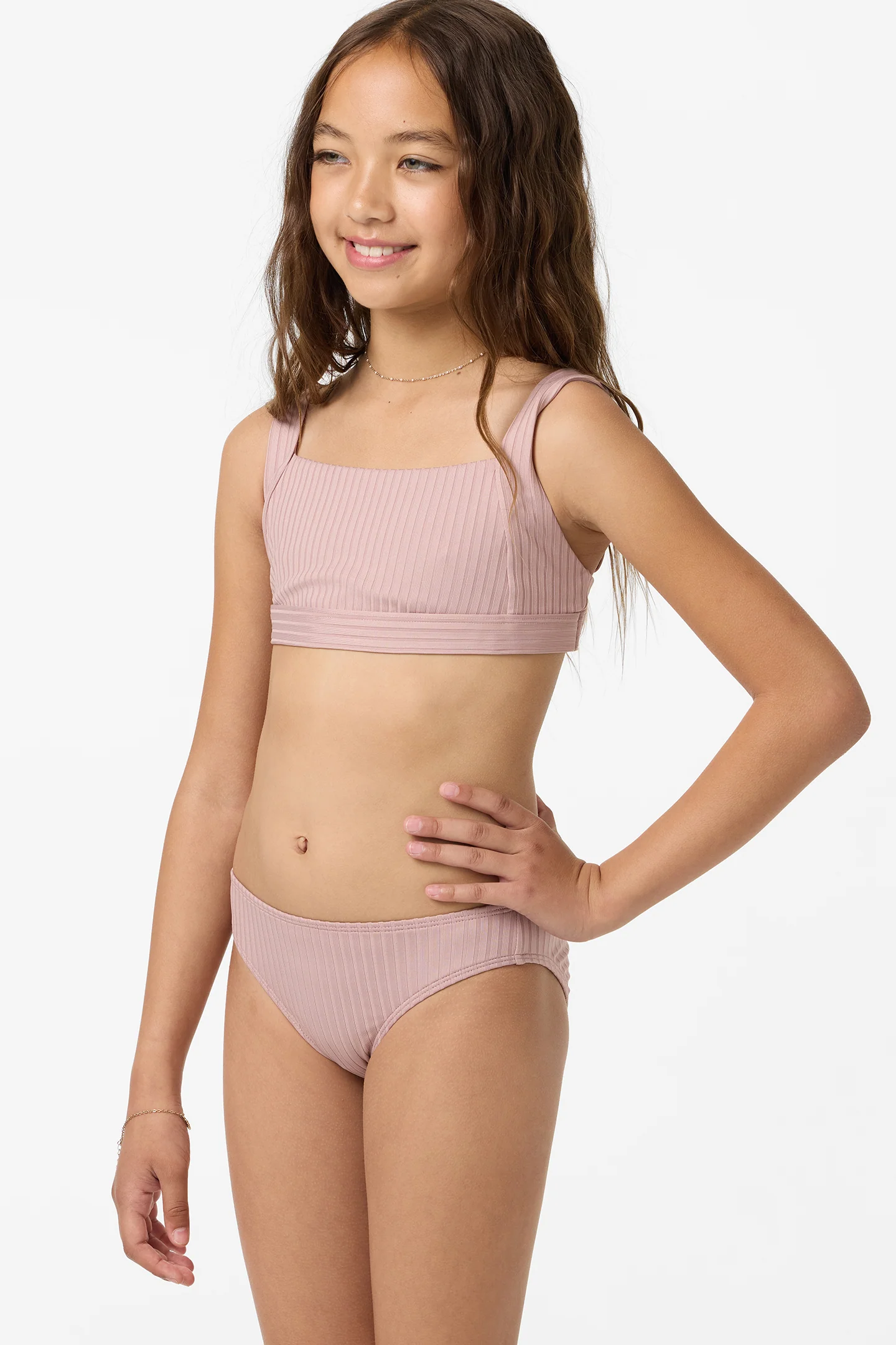 Girl's Shorebreak Rib Square Neck Swim Set - Image 5