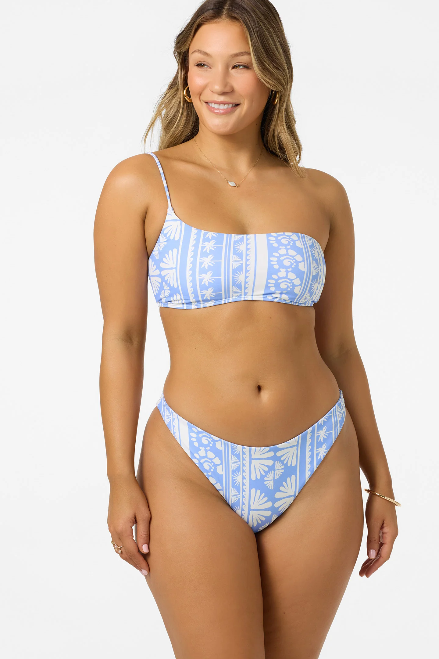 Surf Abstract Seal Beach One Shoulder Bandeau Top - Image 6